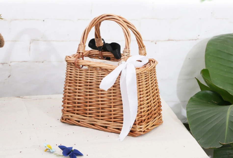 Солнечный пляж новая сумка квадратная ротанговая женская сумка плетеная корзина квадратная плетеная Сумка из ротанга Повседневная сумка