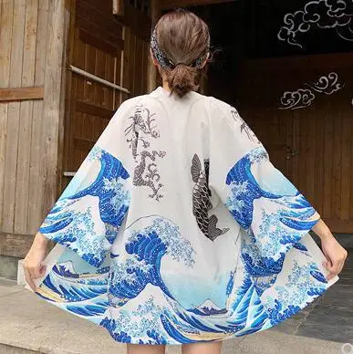 Japanese Kimono Couples Cardigan Woman Summer Cardigan Kimono Yukata Woman Thin Loose Sweet Outer Garment - Цвет: A