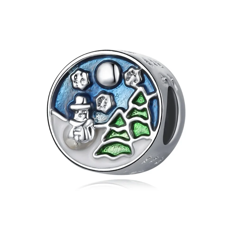 

5PCS Free Shipping Gift Enamel Christmas Tree Snowman Snowflake Spacer Bead Charms Fits DIY European Pandora Charm Bracelets