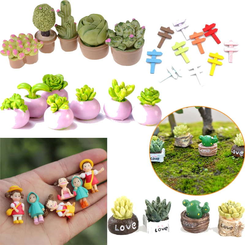 Mini Miniature Green Plant In Pot For Dollhouse Furniture Decor 1:12 Home Succulent plants Japanese Cute Anime Toy Figures |