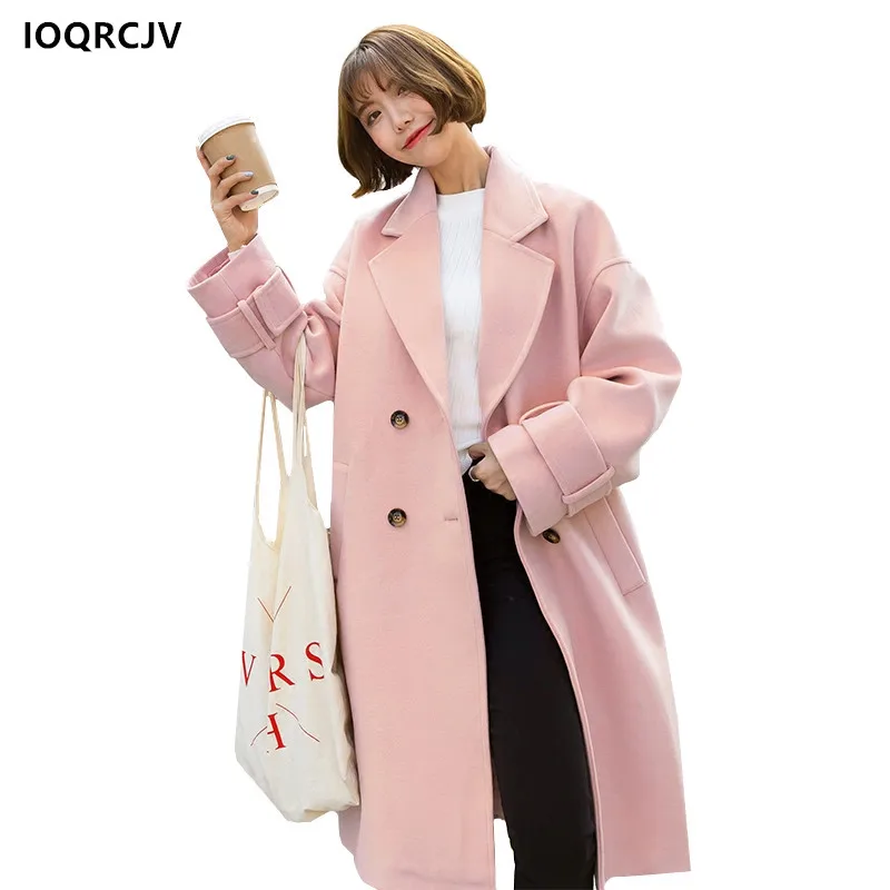 Boutonnage Grande Laine Manches Survêtement pink Blue Veste Décontractée Manteau Double Cocon De Ioqrcjv Hiver Longues Long Revers Femmes Gray 2018 À F22 xFnvgqtAW