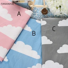 Хлопковая ткань большого размера с принтом облаков, Лоскутная Ткань для шитья, Стёганое одеяло, скрапбукинг, рукоделие, ткань для штор