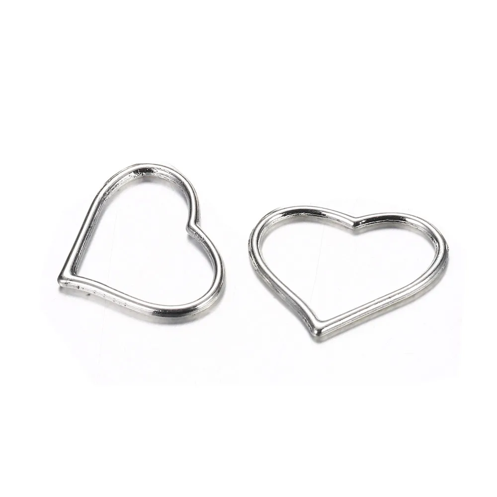 

20PCS/Lot 24x27mm Wholesale Simple White Hollow out Heart Connector Pendant Charms For Jewelry DIY Making Accessories Findings