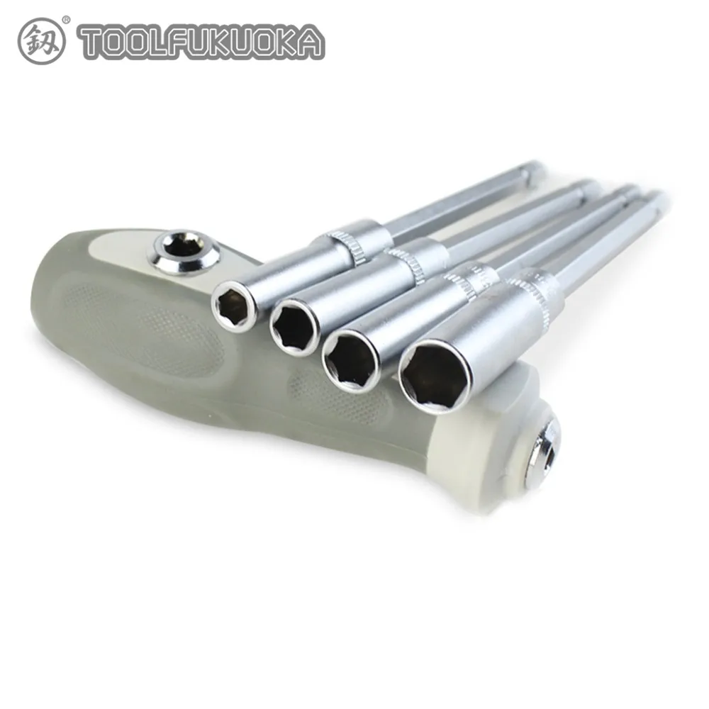 

4Pcs 5.5/7/8/10mm Cr-V Socket Wrench 140mm Socket with Handle Tool Bag Wrench Set Key Set Hex Shank Hand Tools