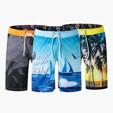Мужские плавки с принтом, мужские пляжные шорты, летние быстросохнущие однотонные спортивные штаны для бега, шорты размера плюс