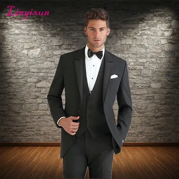 

Linyixun Latest Coat Pant Designs Black Wedding Suit for Men Suit Groom Jacket Slim Fit 3 Piece Tuxedo Custom Prom Blazer Terno