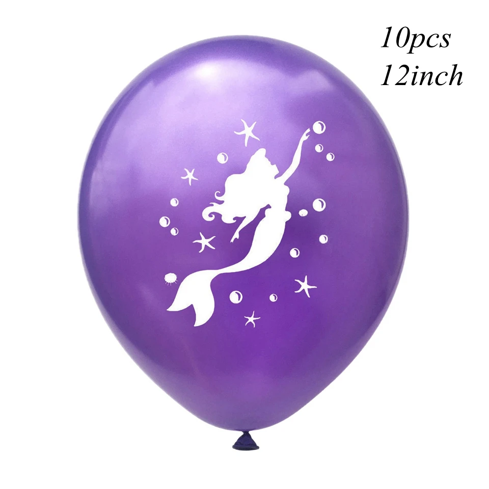1 набор, 3 цвета, латексные воздушные шары русалки, надувные воздушные шары для дня рождения, свадьбы, вечеринки, декоративные принадлежности для вечеринки-девичника - Цвет: 10pcs purple mermaid