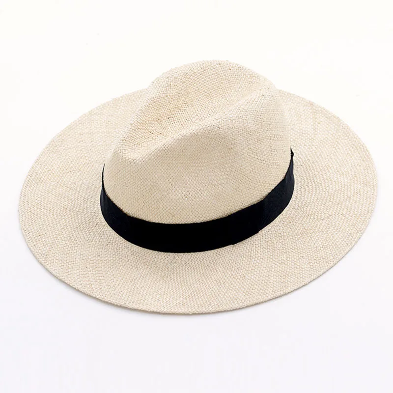 Мужская ручная работа, натуральная сизаль, летняя шляпа для женщин и мужчин с широкими полями, шляпа от солнца, фетровая шляпа, соломенная фетровая шляпа из натуральной Гаваны, ретро пляжная джазовая Кепка