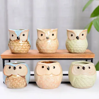 

Animal Series Flowerpot Owl Mini Thumb Succulent Plant Flower Pot Ornaments Ceramic Crafts for Plant Home Garden Decoration
