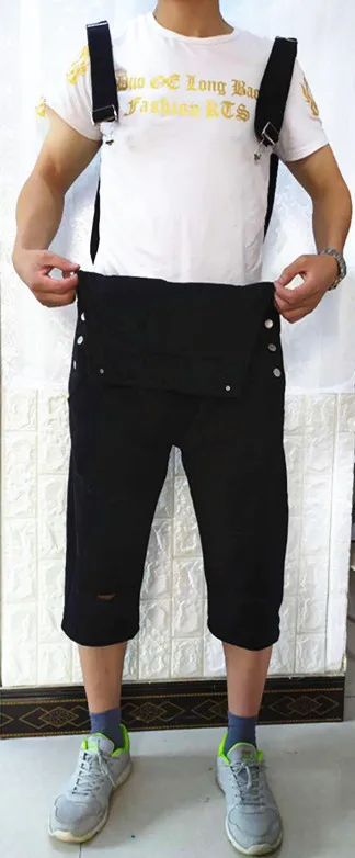 Летние цельные мужские джинсовые комбинезоны с дырками, джинсы на лямках, девять штанов, больше размеров, S-4XL 5XL 6XL