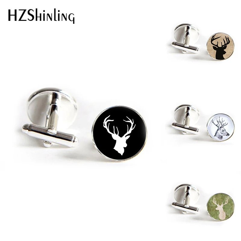 

HZShinling 2018 New Fashion Rustic Deer Cufflinks Deer Head Cuff link For Men's Cufflinks for Shirt High Quality Brand Bijoux