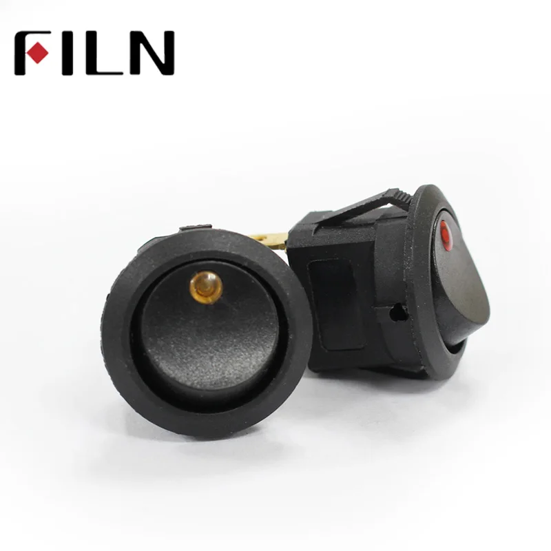 FILN KCD1 220 В 10 А сине красный gerrn mini Круглый с подсветкой переключатель фиксацией 3