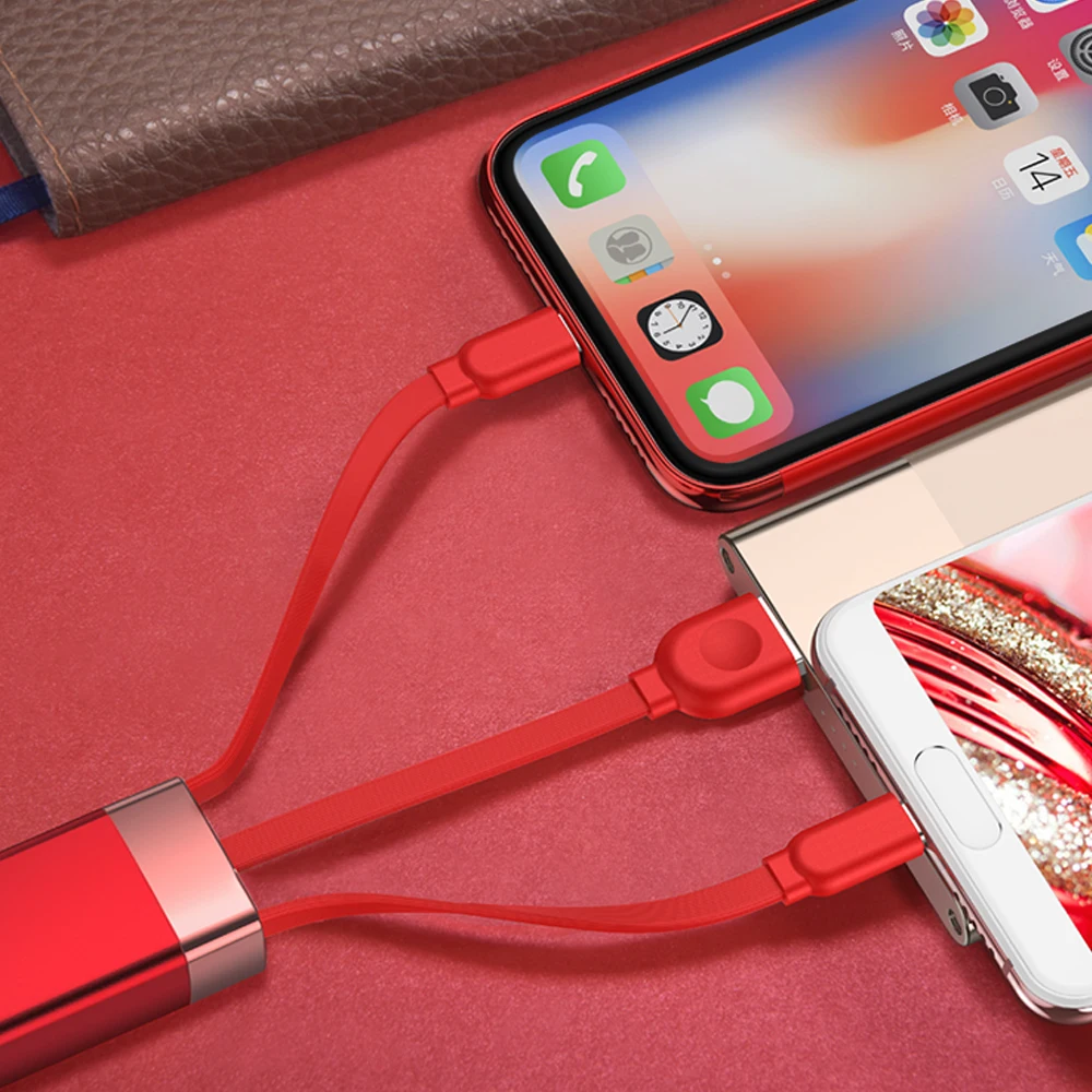 Oatsbasf 3 في 1 مايكرو و نوع c كابل يو اس بي ل iphone XR Xs ماكس X 8 7 6 زائد سريع شحن كابلات الهاتف المحمول شاحن الحبل