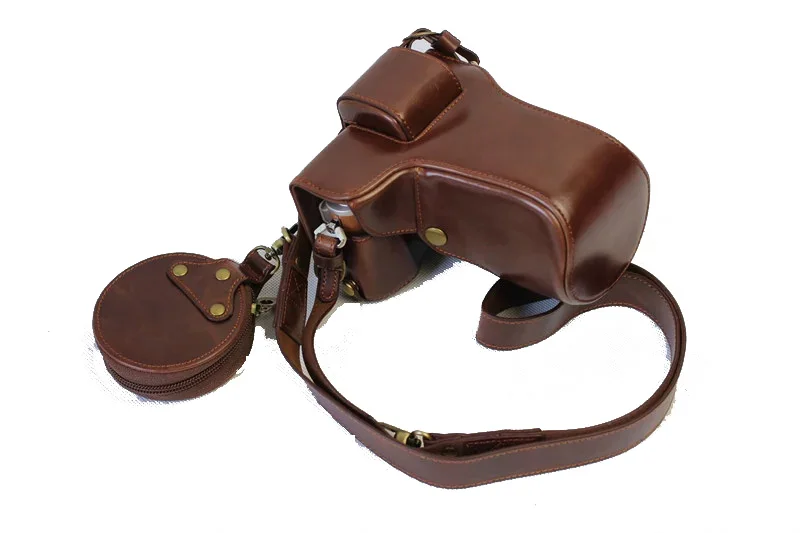 Luxury Leather Camera Case For Olympus EPL8 EPL7 Long lens camera bag