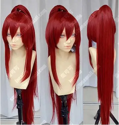 

LY&CS Cheap sale dancing party cosplays>>>FAIRY TAIL Erza Scarlet Burgundy Cosplay Anime Wig one Ponytail