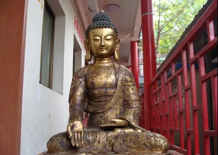 

16 Tibet Buddhist Old Bronze Copper eight treasures Sakyamuni buddha Statue