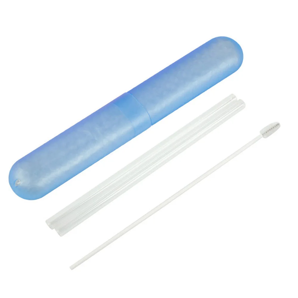 

2PCS New Reusable Pyrex Glass Drinking Straws Pipette Straight Wedding Plastic Box Straight Glass Straw Birthday Party