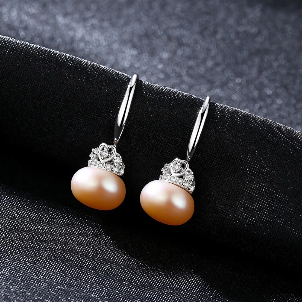 PAG&MAG Brand Crown Shape Cute silver 925 Jewelry AAAA 9-9.5mm Bead Natrual Pearl Earrings Gift for Girls Factory Wholesale PAG&MAG Brand Crown Shape Cute silver 925 Jewelry AAAA 9-9.5mm Bead Natrual Pearl Earrings Gift for Girls Factory Wholesale