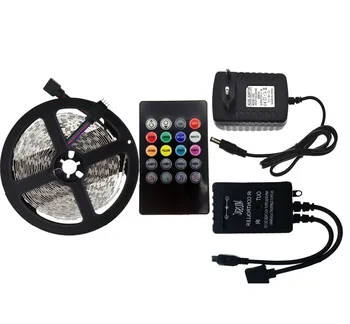 

LED Strip Light 5050 RGB 5M 300 LED Non-Waterproof Flexible Strip Light Set + 20Keys Music IR Controller + 12V 2A Power Adapter