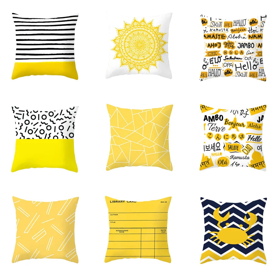 

YWZN Yellow Pineapple Printing Cushion Cover Polyester Yellow Pineapple Throw Pillow Case Decorative Pillowcase Cushion Cover