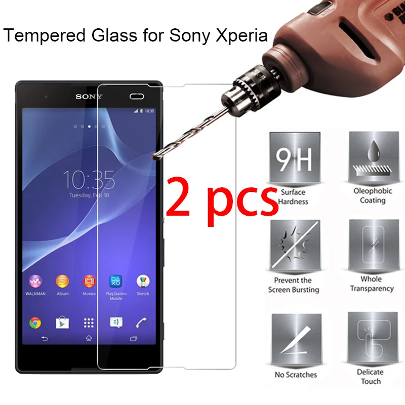 

2 pcs! Protective Glass for Sony Xperia Z5 Premium Z4 Z3 Plus Z2 Compact Smartphone Front Glass for Sony Z1 Z Screen Protector