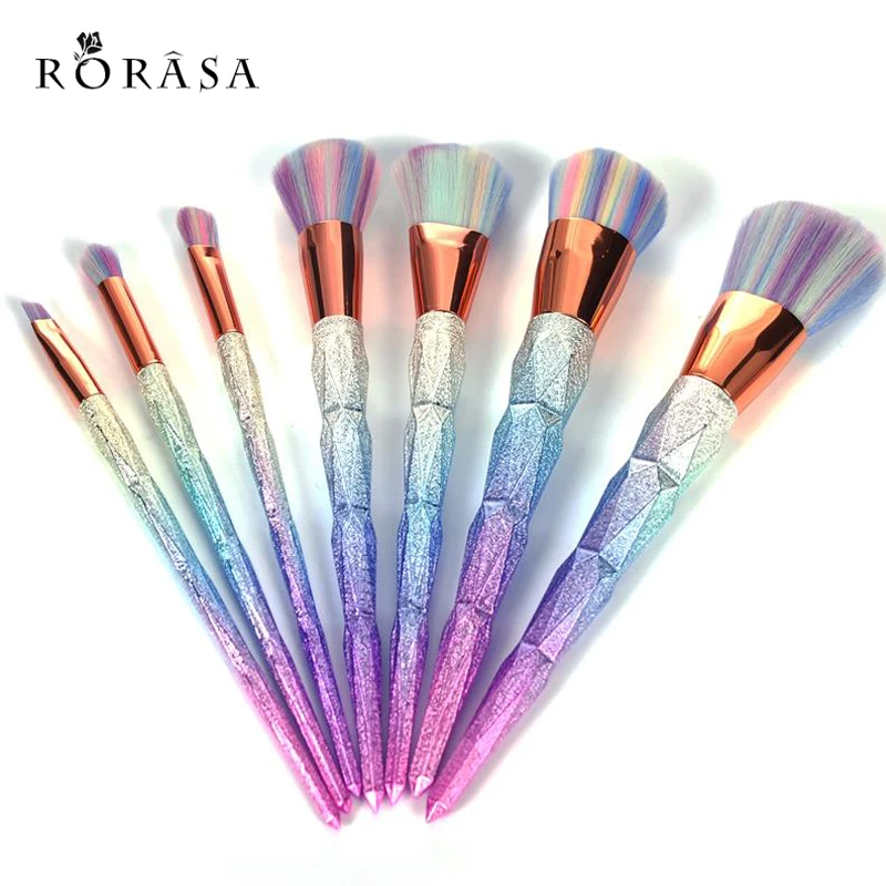 

7pcs/10Pcs Professional Diamond Rainbow Handle Kabuki Make up Brush Set Face Foundation Face Powder Eye maquiagem Cosmetic Tools
