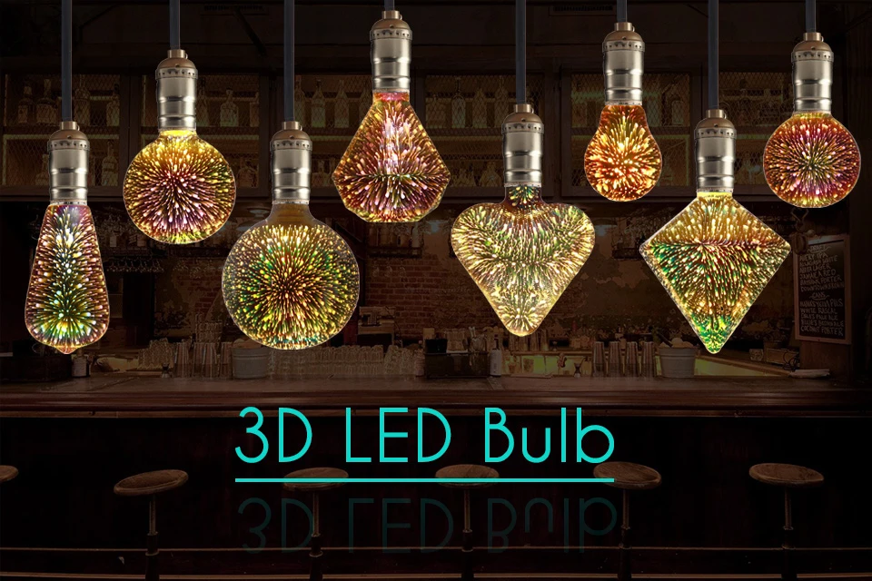 Fireworks 3D Colorful LED Edison Light Bulb E27 220V