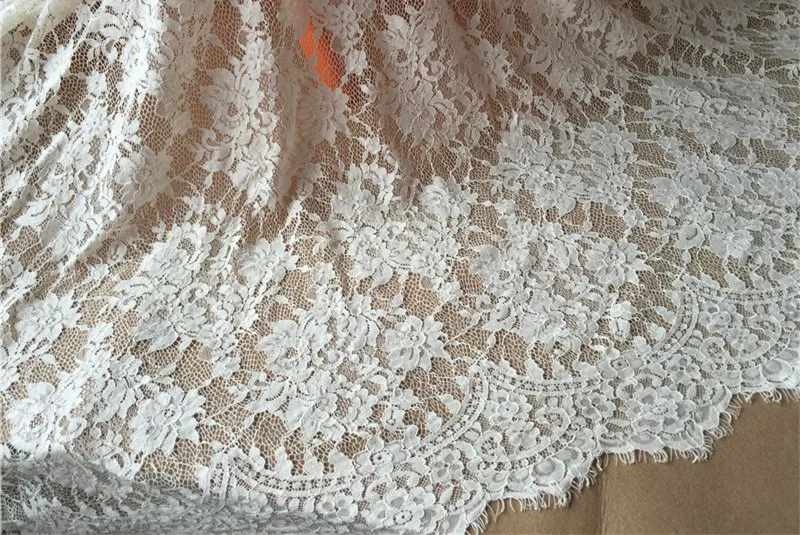 

1.5meter/lot hollow out Allover Floral Chantilly lace fabric French eyelash lace trim Wedding Bride Sewing accessories150cm Wide