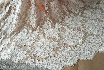 

1.5meter/lot hollow out Allover Floral Chantilly lace fabric French eyelash lace trim Wedding Bride Sewing accessories150cm Wide