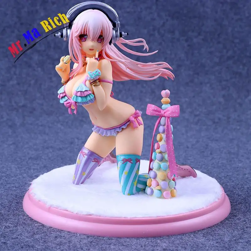 Super Sonic Sex Sonico Hand On Macaroon Sexy Anime Figure Pvc Action Figure Brinquedos Sexy Girl Toys Bikini Sexy Girl 17cm