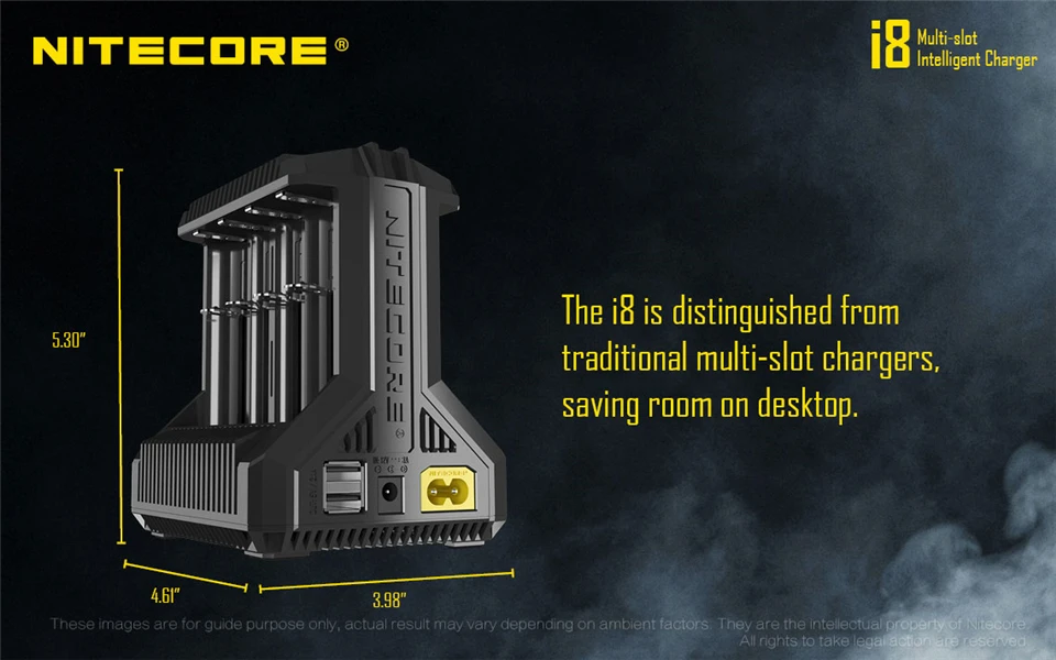 Nitecore i8 интеллектуальное зарядное устройство 8 слотов 4A выход умный заряд батареи для IMR18650 16340/10440 AA AAA 14500 26650 автомобильное зарядное устройство C2