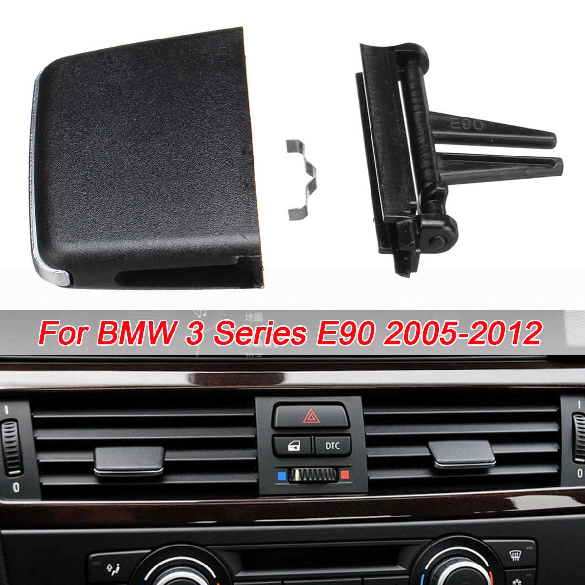 

Car Front Vent Outlet Clip Repair A/C Air Condition Vent Outlet Tab Clip Repair Kit Plastic Black for BMW 3 Series E90 2005-2012