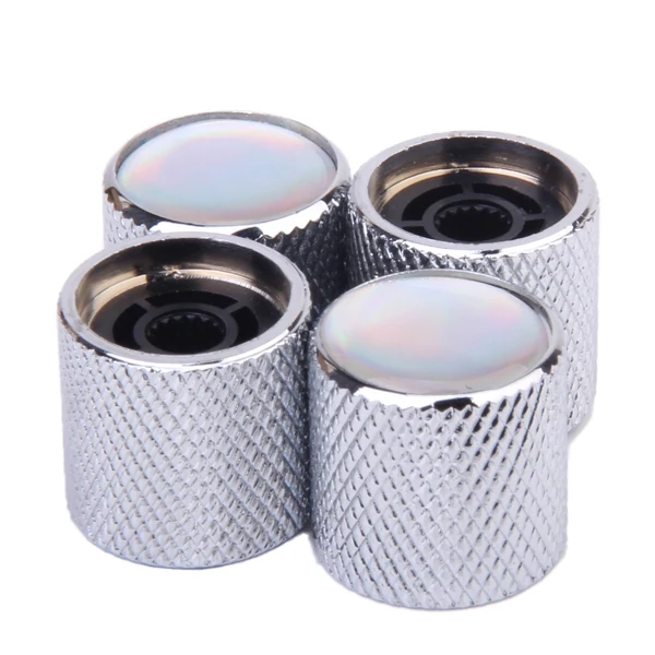 4pcs Volume Tone Control Guitar Knob for Electric Guitar  Silver with Pearl White Top