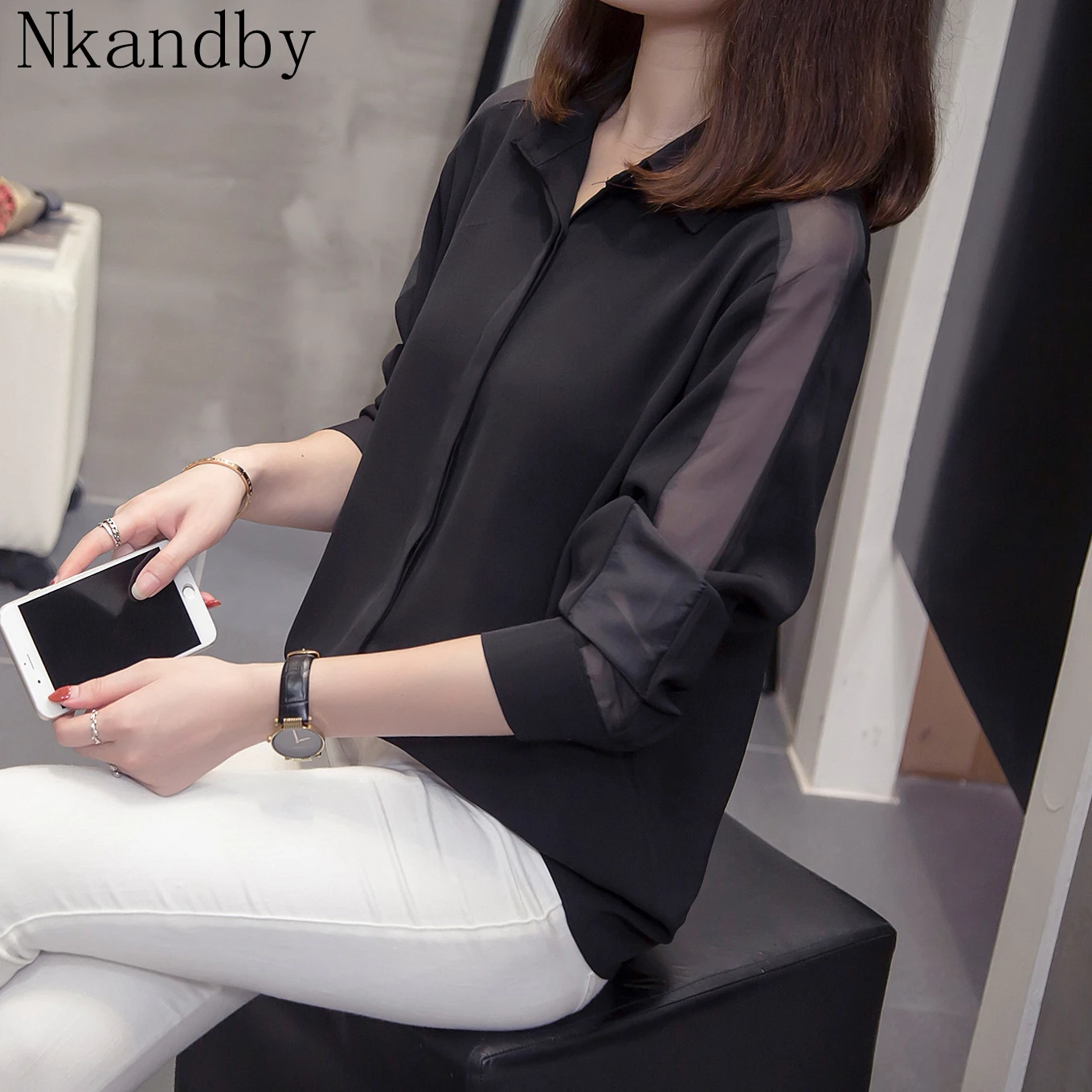 Большие размеры, женские топы с длинными рукавами и блузки, осенняя одежда в Корейском стиле, модные негабаритные сетчатые Лоскутные офисные женские Рубашки 4xl