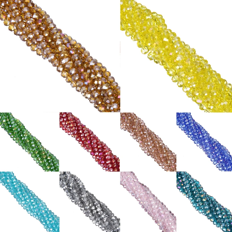 

LNRRABC New! AB Color 6MM 100piece/lot Rondelle Glass Crystal Stand Beads Free Shipping Wholesale ly
