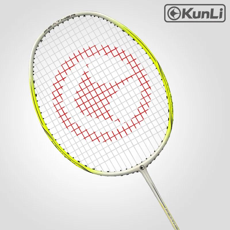 

original KUNLI official badminton racket 4U FEATHER K300 yellow Ultra light attack full carbon professional for attacking player