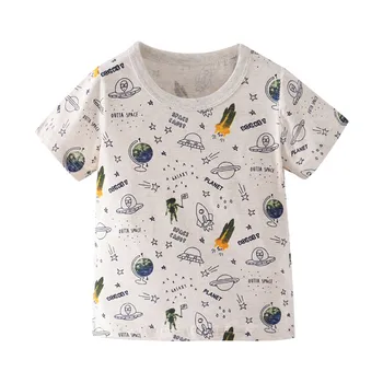 

Jumping meters Boys Girls Space Tees Top Cotton Summer Children Kid Girls Boys Rocket Letter Print T-shirt Tops Baby Shirts Tee