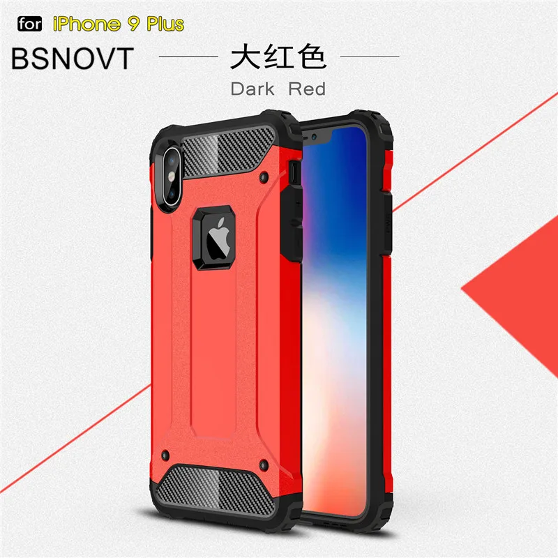 

For iPhone 9 Plus Case For iPhone 9 Plus Cover PC + TPU Dual Layer Armor Case For iPhone 9 Plus Funda Capas Black Bumper HATOLY