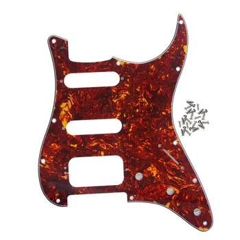 

FLEOR Red Tortoise Pickguard SSH Guitar Scratch Plate 4Ply with Screws for Electric Guitar Parts Accessories