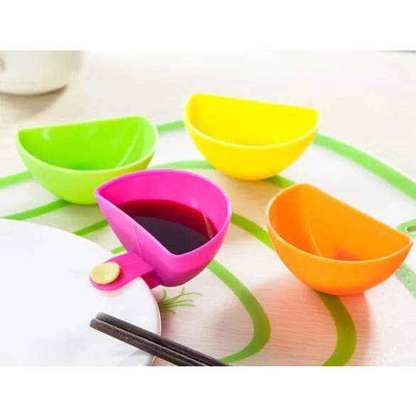 4PCS lot Dip Saucers Assorted font b Salad b font Sauce Ketchup Jam Dip Clip Cup
