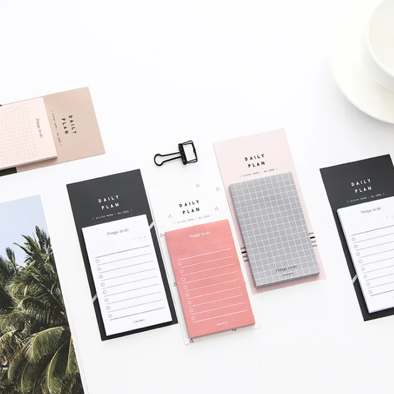 

1 Pcs Simple Easy-use Daily Memo Pad To Do List Sticky Notes Planner Grid Sticker Book Marker Stationery Office School Supplies