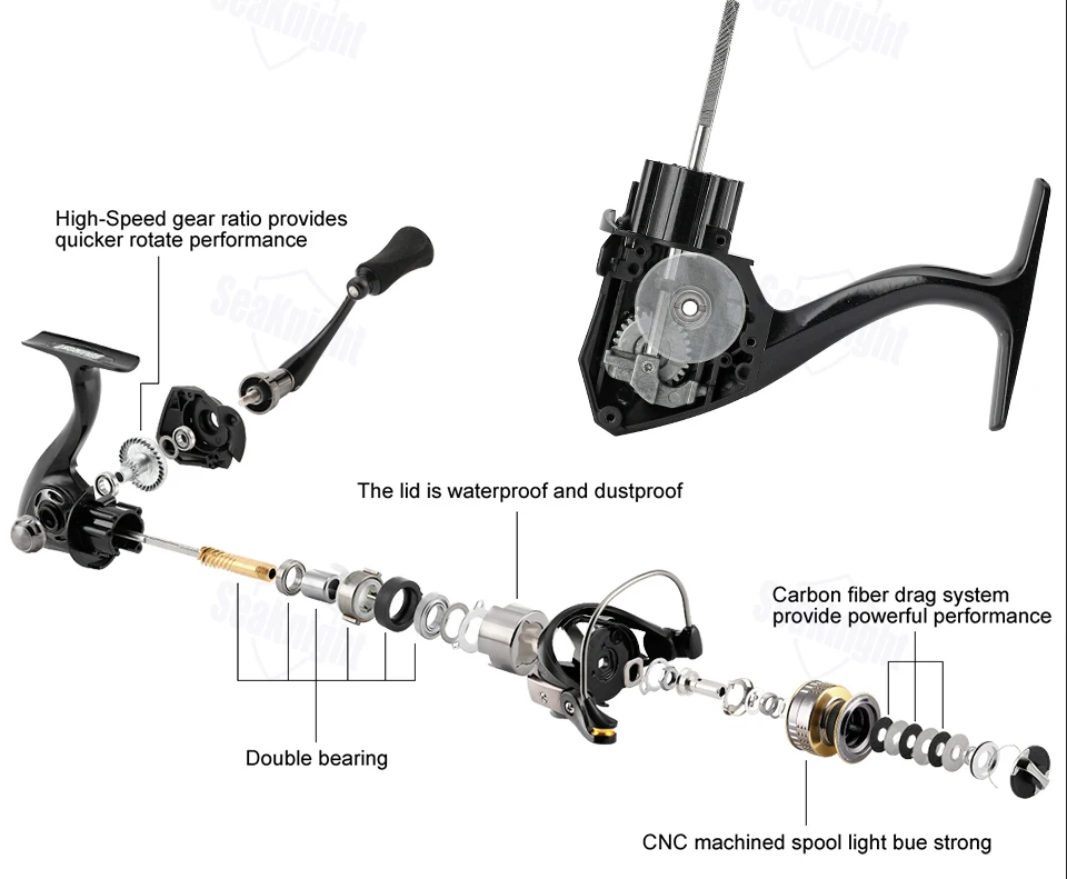 Carretel de Fibra Máxima de Alumínio Seaknight Treant Fiação Carbono Arraste 13 kg Potência Carretel Roda 1000 h 2000 3000 4000 Modelo Enfrentar ii 27 Esporte e Lazer