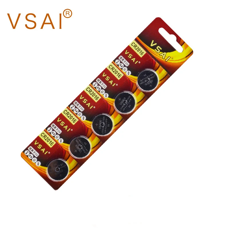VSAI 5pcs/pack CR2016 3V Lithium Button Battery DL2016  LM2016 BR2016 Batteries 