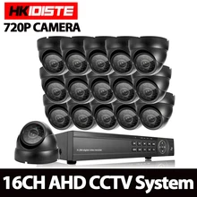 HKIXDISTE CCTV System 16CH DVR Kit 16Ch AHD 1080P DVR 16*1.0MP 2000TVL Indoor Dome Security CCTV Camera Video Surveillance set