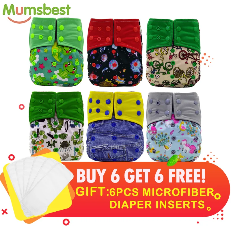 [Mumsbest] 6Pcs/Lot Charcoal Bamboo Cloth Diaper Unisex Most Popular
