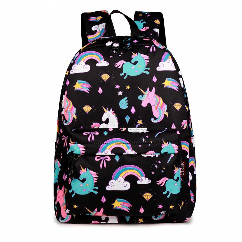 Best WINNER School Backpack Cartoon Rainbow Unicorn Design Water Repellent Backpack For Teenager Girls School Bags Mochila 2019