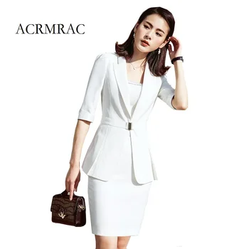 

ACRMRAC Women New style Summer suit Short sleeve suit Solid color Slim jacket Pencil pants Commerce OL Formal Pant Suits