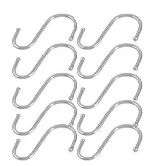 

10 Pcs Hanger Clasp Rack S Shape Stainless Steel Hooks Clothes Pot Pan Robe Hooks Bathroom Hardware 8 x 5.cm