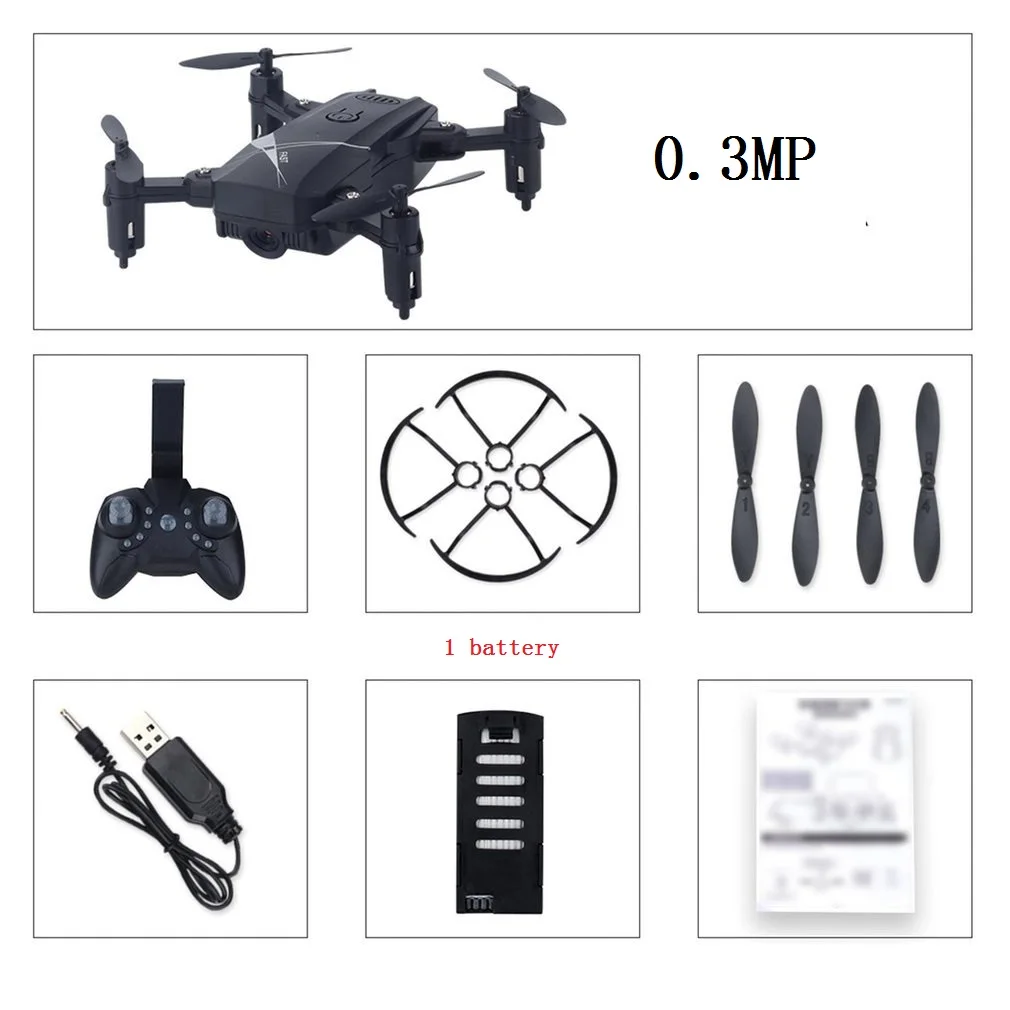 LF602 2,4G wifi FPV мини складной Радиоуправляемый Дрон 2.0MP/0.3MP камера Дрон Безголовый Квадрокоптер фотографии видео передача в реальном времени - Цвет: 0.3MP 1Battery black