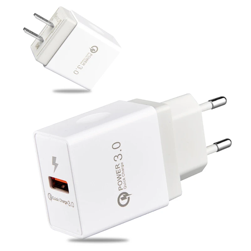 

US EU QC3.0 Fast Charger Adapters Universal Phone Travel Charger 5V 3A Quick Power USB Chargers Cable Micro Type-c USB Cables